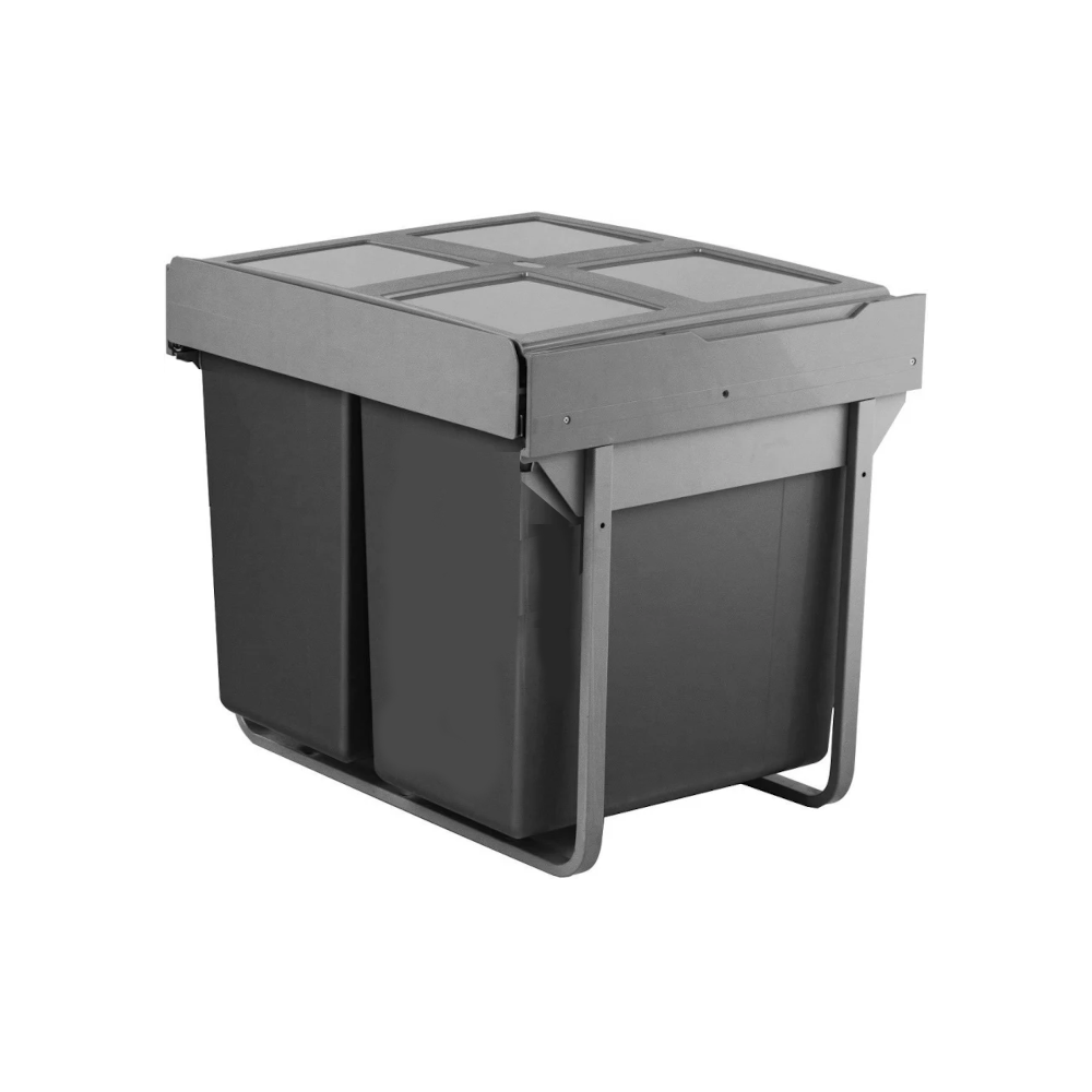Waste Bin, Under Counter, 68 Litre (1x34L + 2x17L), To Suit 600mm Cabinet, Base Mounted