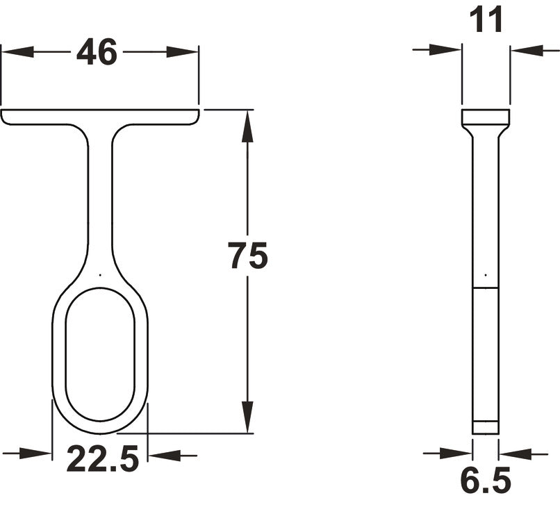 Matt Black Oval Wardrobe Rail Centre Support