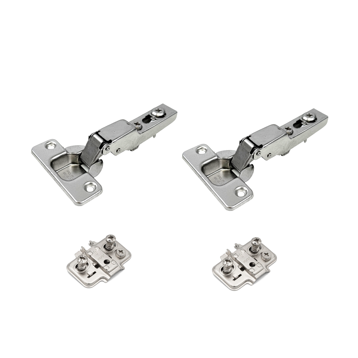 Premio, (DTC), 110° Soft Close Hinge, Half Overlay, Nickel, Euro Screw Adjustable Plate, 2 Pack