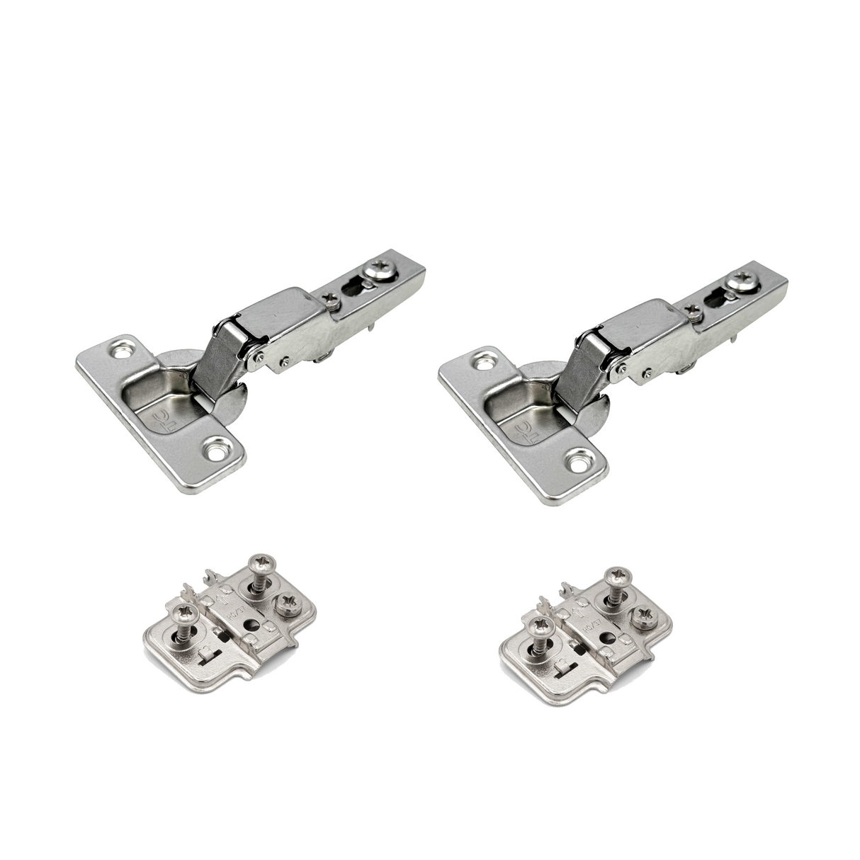 Premio, (DTC), 110° Soft Close Hinge, Half Overlay, Nickel, Wood Screw Adjustable Plate, 2 Pack