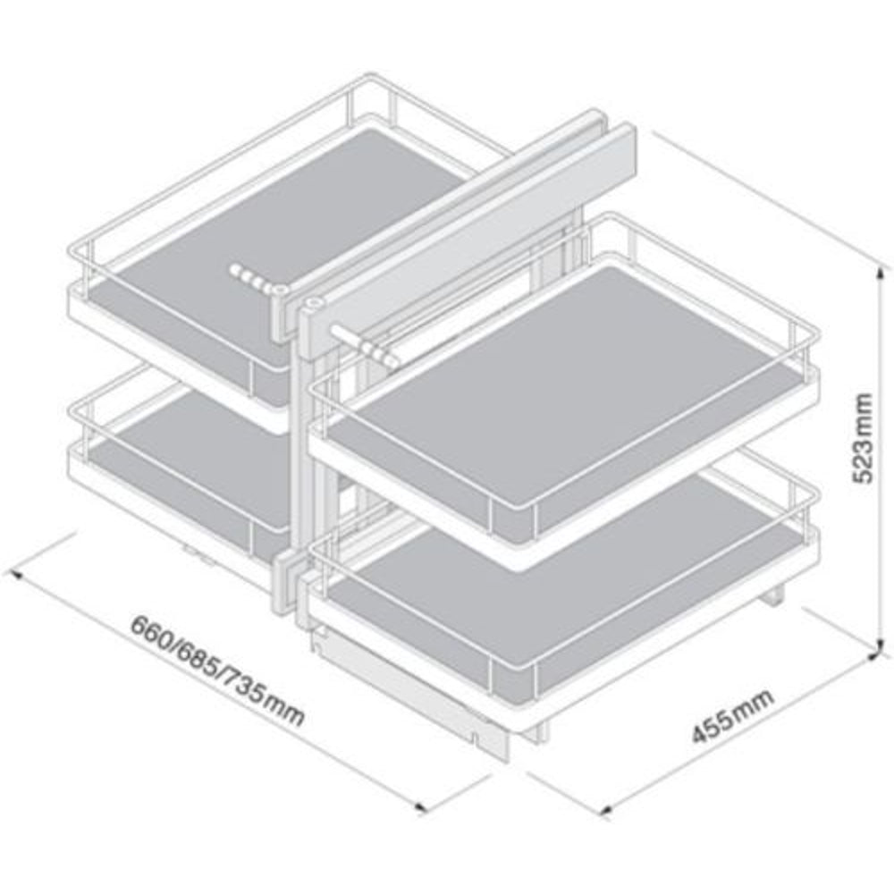 Blind Corner Optimiser Plus, To Suit 800-1000mm Wide Blind Corner Base Unit, 400-500mm Door Opening