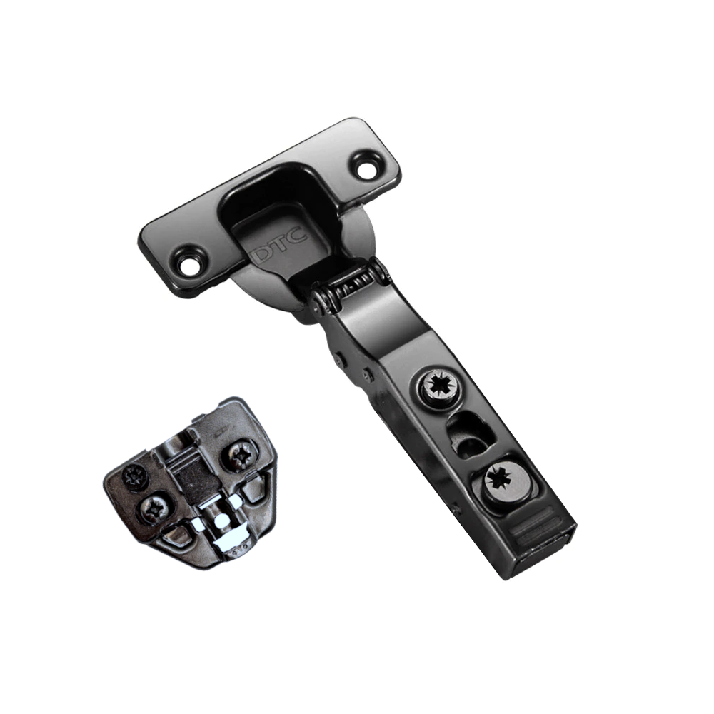 DTC, 110 Degree Soft Close Cabinet Hinge with Adjustable Euro Plate, Titanium Black Finish