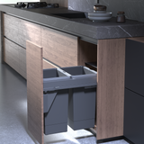 Waste Bin, Under Counter, 48 Litre Capacity (2 x 24L Bins), Suits 400mm Cabinet, Side Mounted Soft Close
