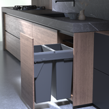 Waste Bin, Under Counter, 70 Litre Capacity (2 x 35L Bins), Suits 450mm Cabinet, Side Mounted Soft Close