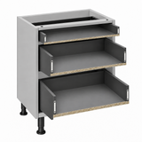 Light Grey cabinet with one standard and two pan drawers