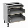 Light Grey cabinet with one standard and two pan drawers