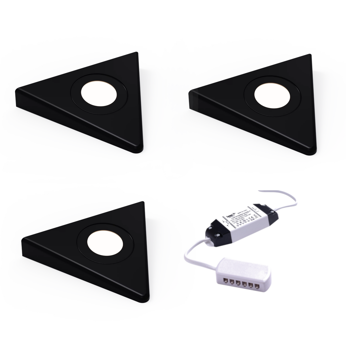 Triangle Led Lamp Module Nero, Triangle LED Light, Natural White, Matte Black, Under Cabinet Li ...