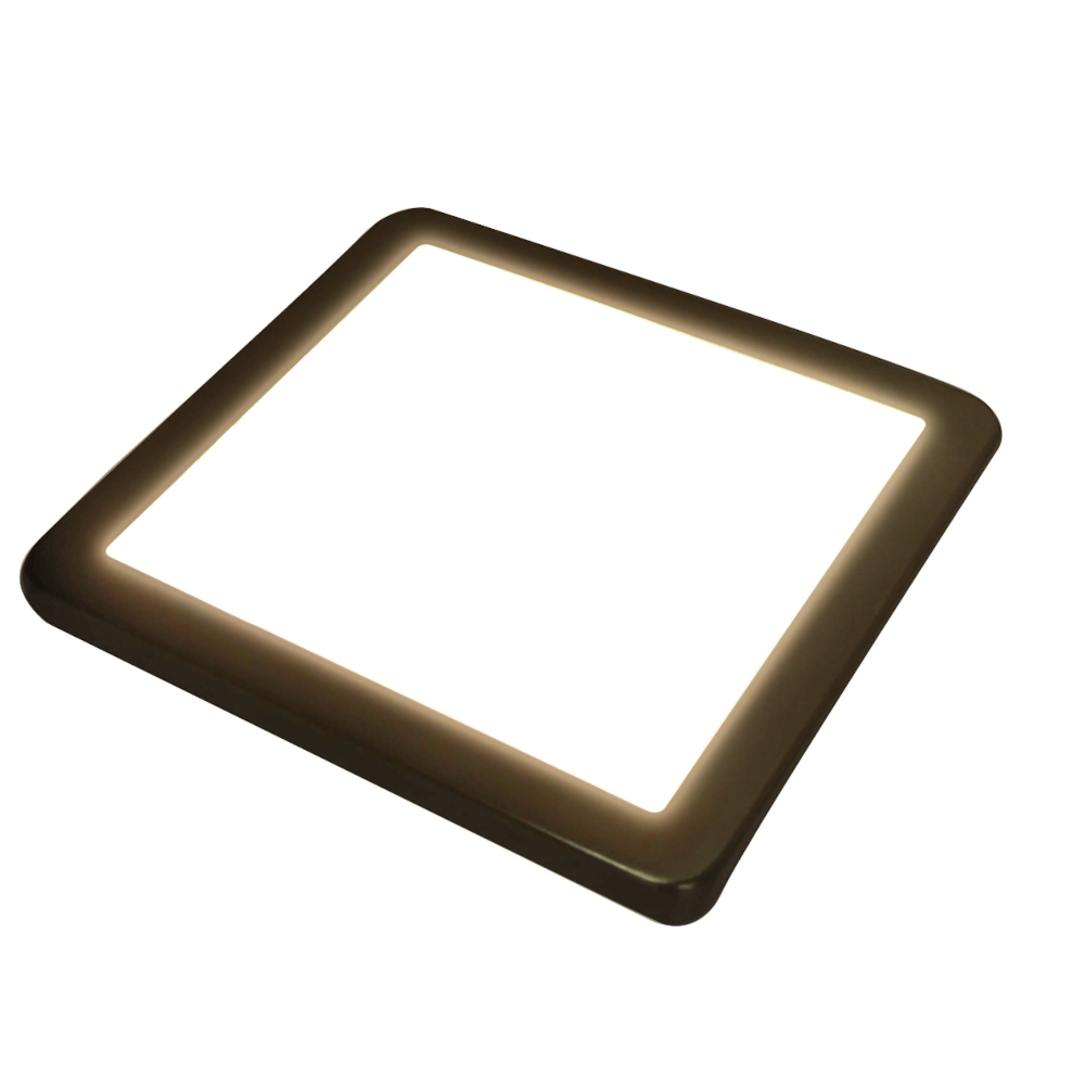 Nero LED Flat Cabinet Panel Light, Diffused, Natural or Warm White, Matte Black, Square