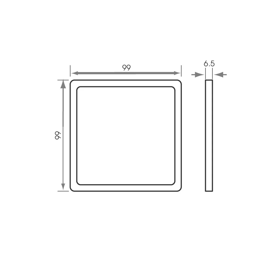 Nero LED Flat Cabinet Panel Light, Diffused, Natural or Warm White, Matte Black, Square