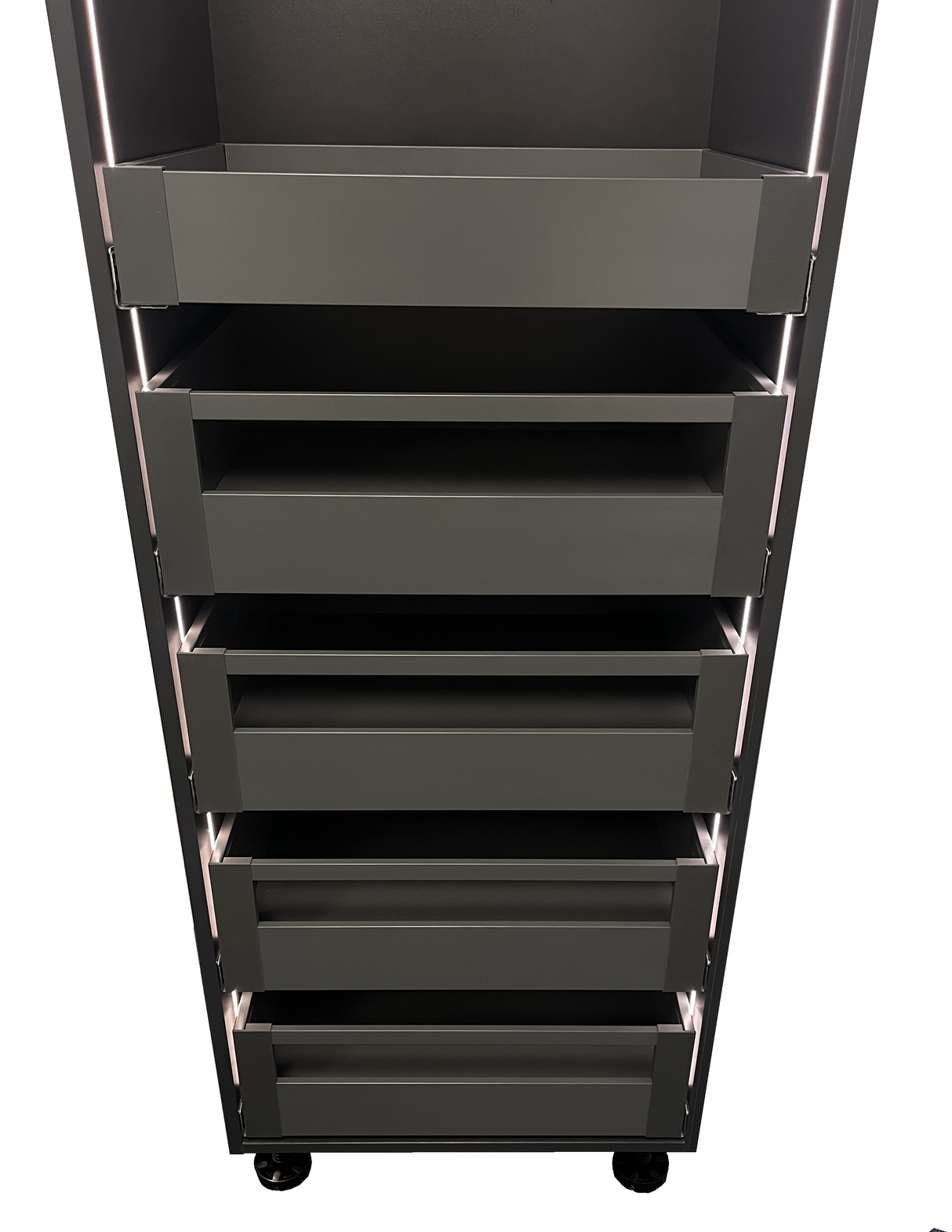 Twin Pro Internal Kitchen Storage Tower, 1 Cutlery & 4 Pan Drawer Setup, (W) 300-1000mm