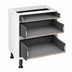 White cabinet with one standard and two pan drawers