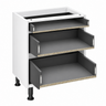 White cabinet with one standard and two pan drawers