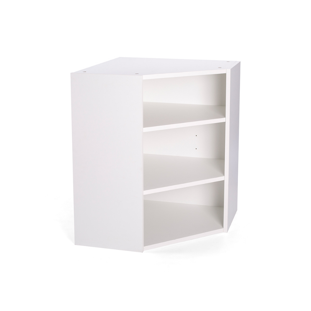 Duracab, Flat-Pack Diagonal Corner Wall Cabinet Unit, 600x600mm, White