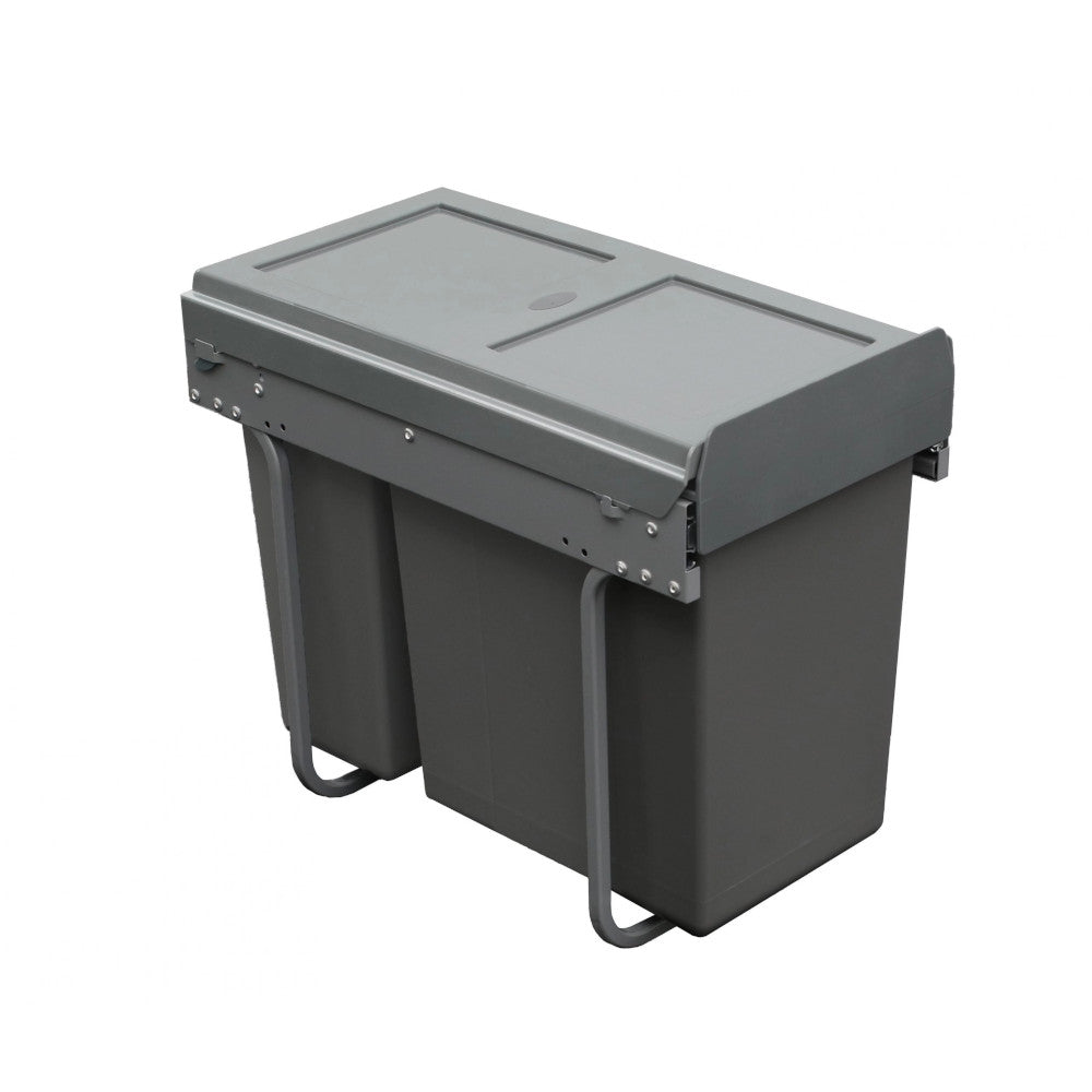 Heron Waste Bin, Under Counter, 30 Litre (1x20, 1x10), To Suit 300mm Cabinet, Base Mounted