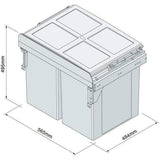 Waste Bin, Under Counter, 90 Litre (2x45), To Suit 600mm Cabinet, Side Mounted Soft Close