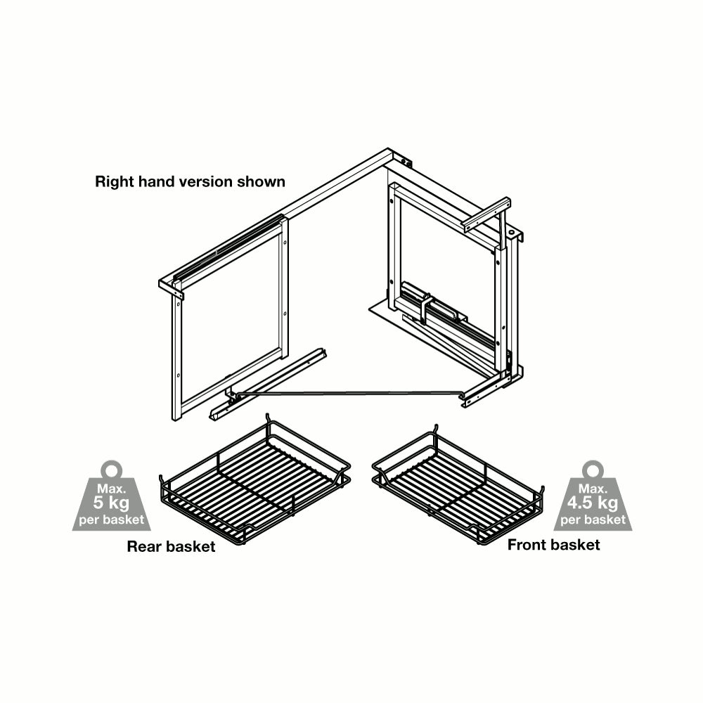 Pull and Swing Corner, To Suit 800-1000mm Cabinet, L-R Handed, Soft Close