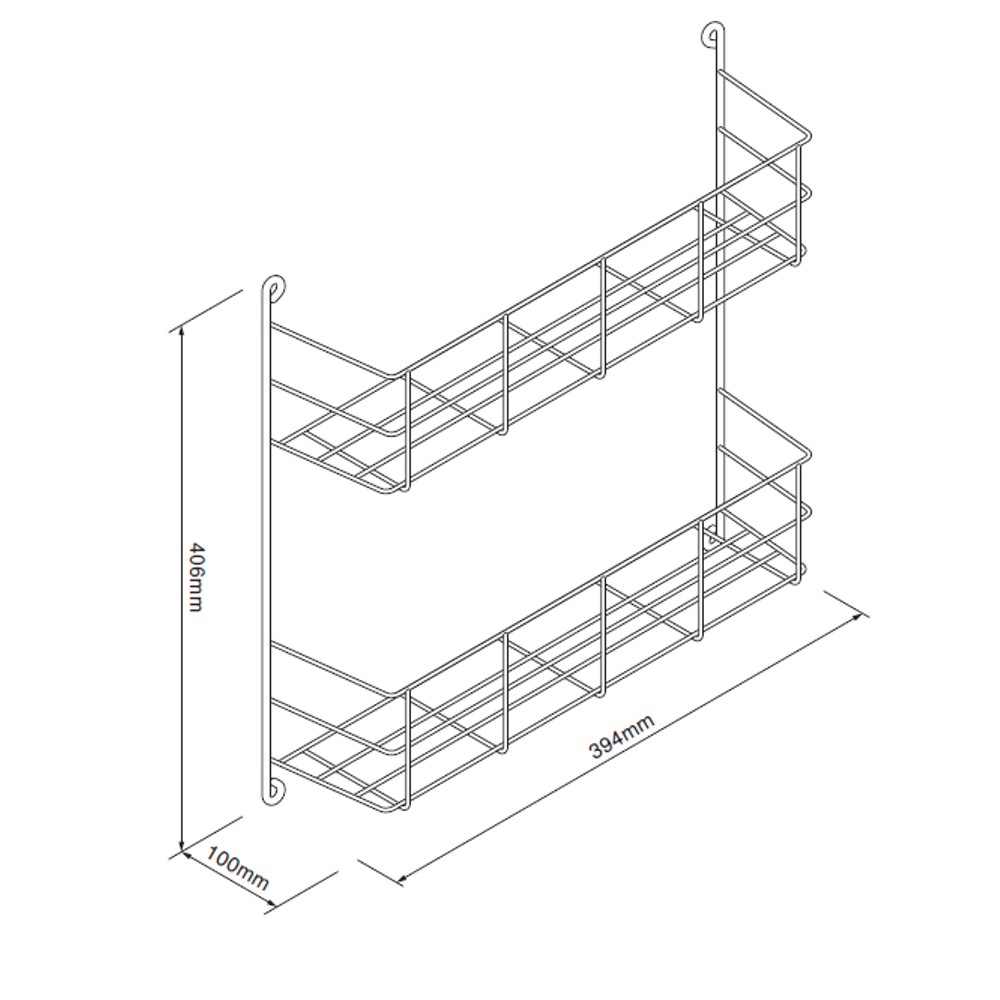 Spice Rack, Two Tier, Polished Chrome, 394mm Wide, Deep Rack