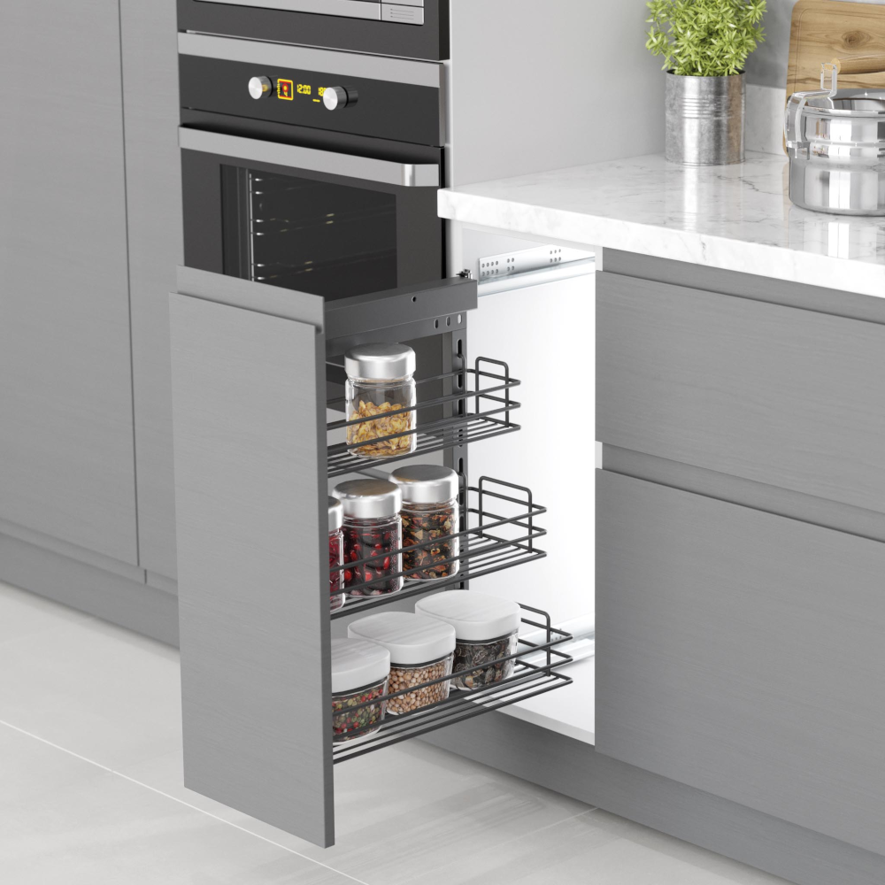 3 Tiered Basket Pull-Out, 255-205-155mm, Soft Close, To Suit 300mm Cabinet, 2 Colour Options