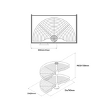 1-2 Wire Base Carousel Set, 740mm Diameter, Adjustable Height, To Suit 800-900mm Cabinets, 450mm Door, 2 Colours Available