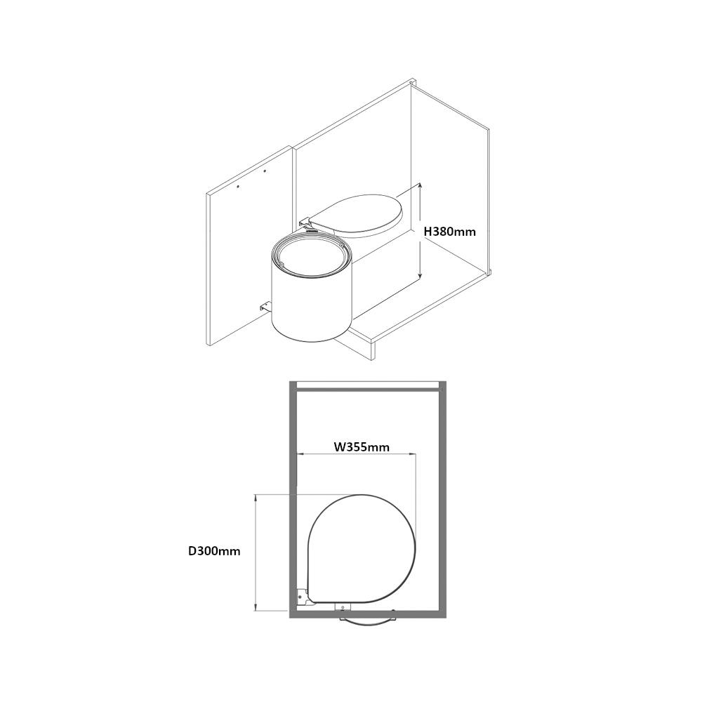 Under Sink Swing Out Waste Bin, 10 Litre Capacity, Automatic Lid, Stainless Steel