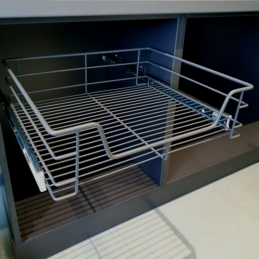 Wire Basket, To Suit 300-600mm Cabinets, Anthracite Grey, Soft Close