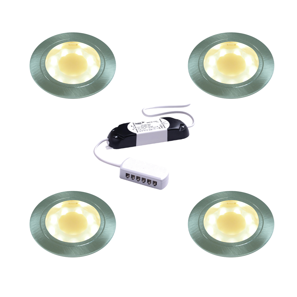 Stella Recessed LED Light, Chrome -  Brushed Surround, Under Cabinet 1-6 Light Kit