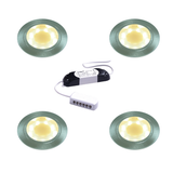 Stella Recessed LED Light, Chrome -  Brushed Surround, Under Cabinet 1-6 Light Kit