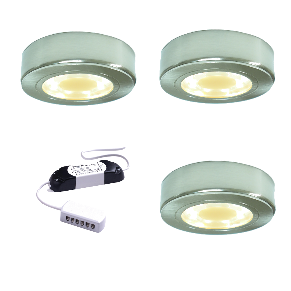 Stella Surface LED Light, Chrome -  Brushed Surround, Under Cabinet 1-6 Light Kit