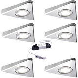 Nebbia Slimline Triangle Diffused LED Light, Natural or Warm White, Brushed Nickel, Under Cabinet 1-6 Light Kit