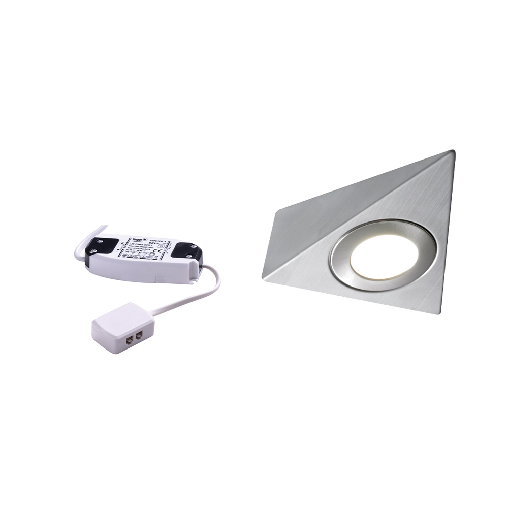 Nebbia Triangle Diffused LED Light, Natural or Warm White, Brushed Nickel, Under Cabinet 1-6 Light Kit