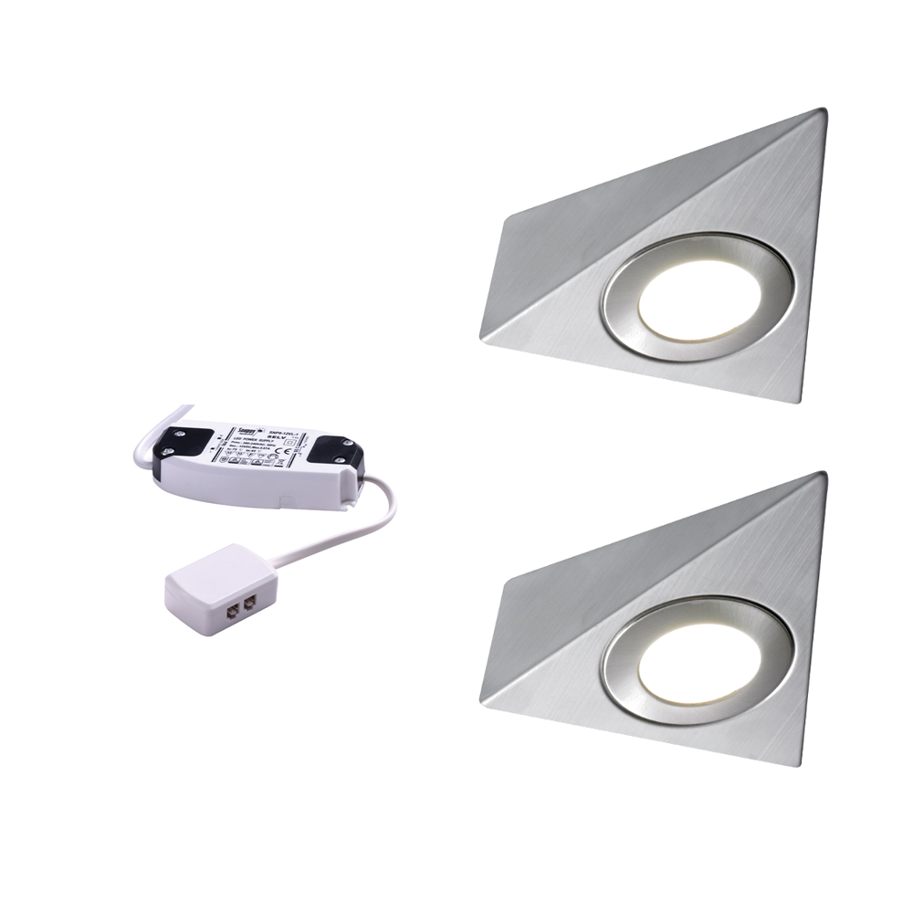 Nebbia Triangle Diffused LED Light, Natural or Warm White, Brushed Nickel, Under Cabinet 1-6 Light Kit