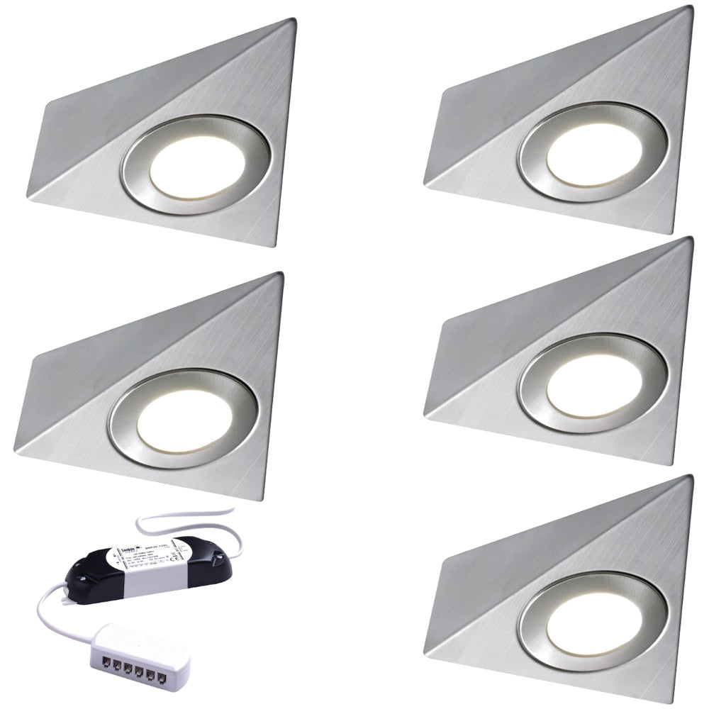 Nebbia Triangle Diffused LED Light, Natural or Warm White, Brushed Nickel, Under Cabinet 1-6 Light Kit